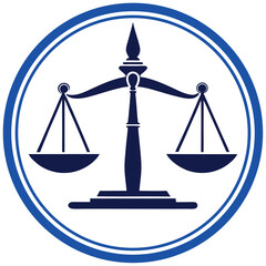 Scales of Justice Icon Dark Blue and Light Blue Circular Emblem legal balance