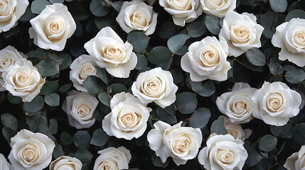 A close up of a bunch of white roses