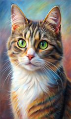 Obraz premium Pastel cat portrait artistic digital rendering