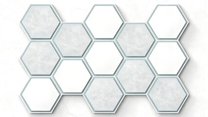 Simple Hexagons On White Background, Light Gray Lines Only, Ai Generated