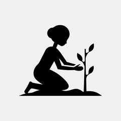 woman planting a tree