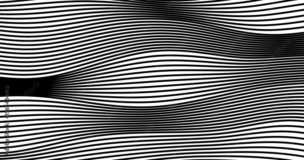 Poster horizon abstract smooth wavy lines with distortion effect silhouette design background pattern