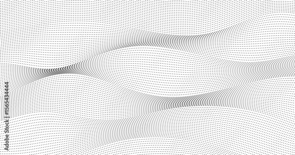 Poster abstract dots drawing wave shapes background monochrome pattern vector illustration