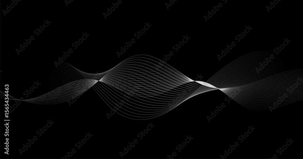 Poster abstract background dynamic frequency waves black and white lines vector illustration technology des