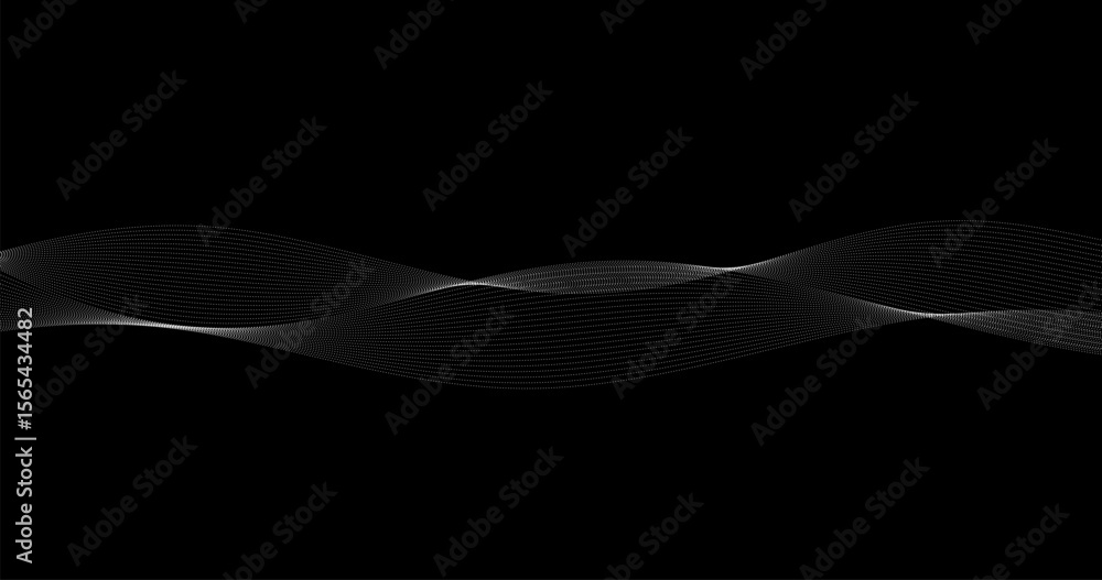 Poster dynamic frequency waves particles on black background futuristic technology style vector illustratio