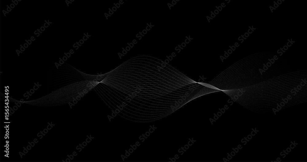 Poster abstract digital wave gradient grid of particles on a black background technology design