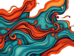 Captivating swirl of teal and orange, creative abstract flowing pattern