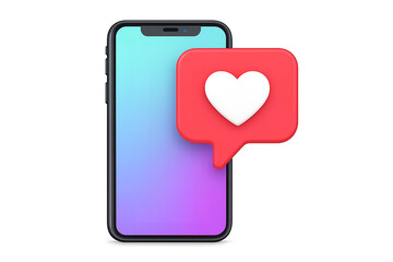 mobile phone with red heart