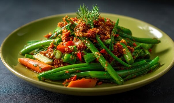 Sambal belacan with steamed vegetables