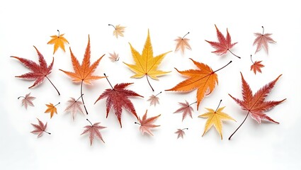 Frost-Covered Autumn Leaves Illustration – Ultra High-Resolution Detail on White Background with Warm Earthy Tones