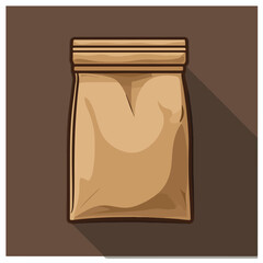 Brown Bag Flat Vector Illustration