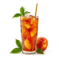 Peach Iced Tea Refresher, isolated on white background.