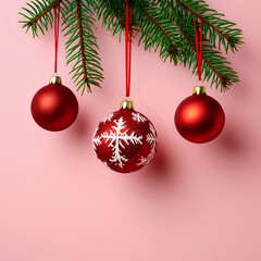 New Year's decor on a pink background
