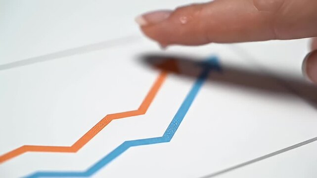 Finger points to a line graph