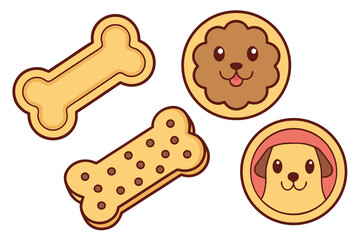 Adorable Cartoon Dog Biscuits and Bones Puppy Treats Illustration