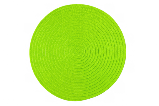 Vibrant lime green concentric circles create a textured circular pattern, ideal for design projects needing a pop of color on a transparent background