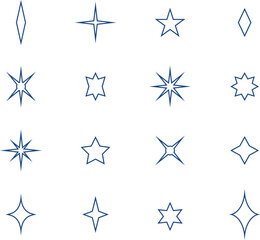 Minimalist outline hand drawing simple stars collection