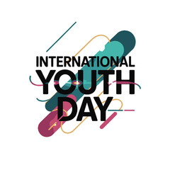 International Youth Day celebration with abstract shapes vector