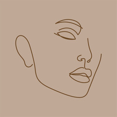 woman face portrait monoline hand drawing illustration