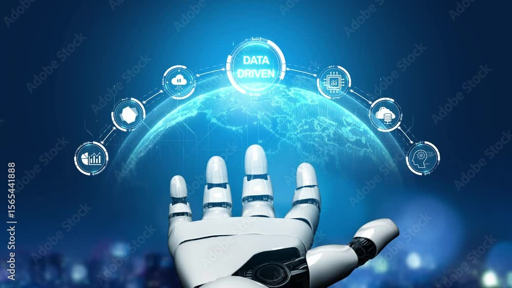 Poster data-driven decision-making empowers business through analytics, datum collection, and ai systems. d