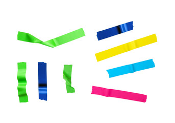 Vibrant Neon Duct Tape Strips Transparent Background Image Collection, adheive tape, crumpled adheive duct tape.