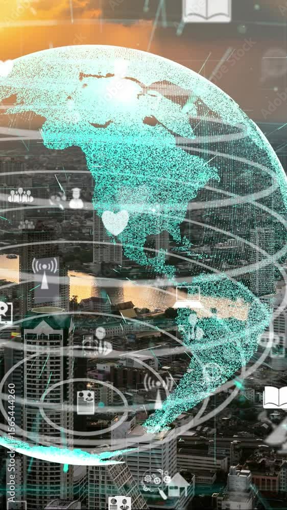Poster global connection and the internet network modernization in smart city . concept of future 5g wirele