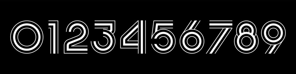 Number set font alphabet vector illustration. Set of modern number 0 to 9 logo designs.