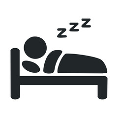Sleeping icon: simplified silhouette of person in bed with zs