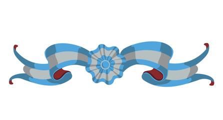 Argentina Flag Ribbon – Fileteado Style with Rosette Decorative Argentinian ribbon in traditional fileteado porteño style with a central rosette. Ideal for patriotic designs.