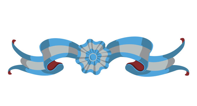 Argentina Flag Ribbon – Fileteado Style with Rosette Decorative Argentinian ribbon in traditional fileteado porteño style with a central rosette. Ideal for patriotic designs.