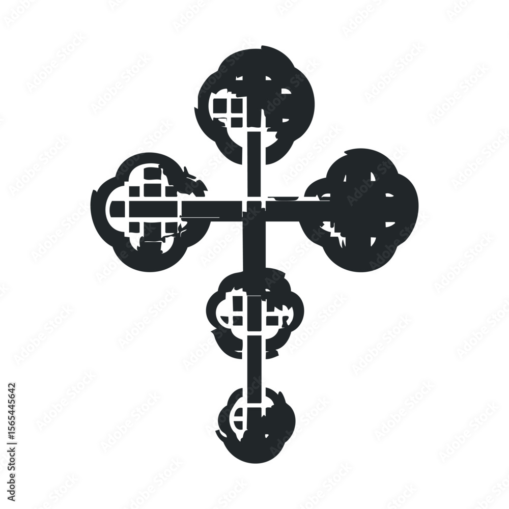 Poster abstract geometric cross design with circular elements