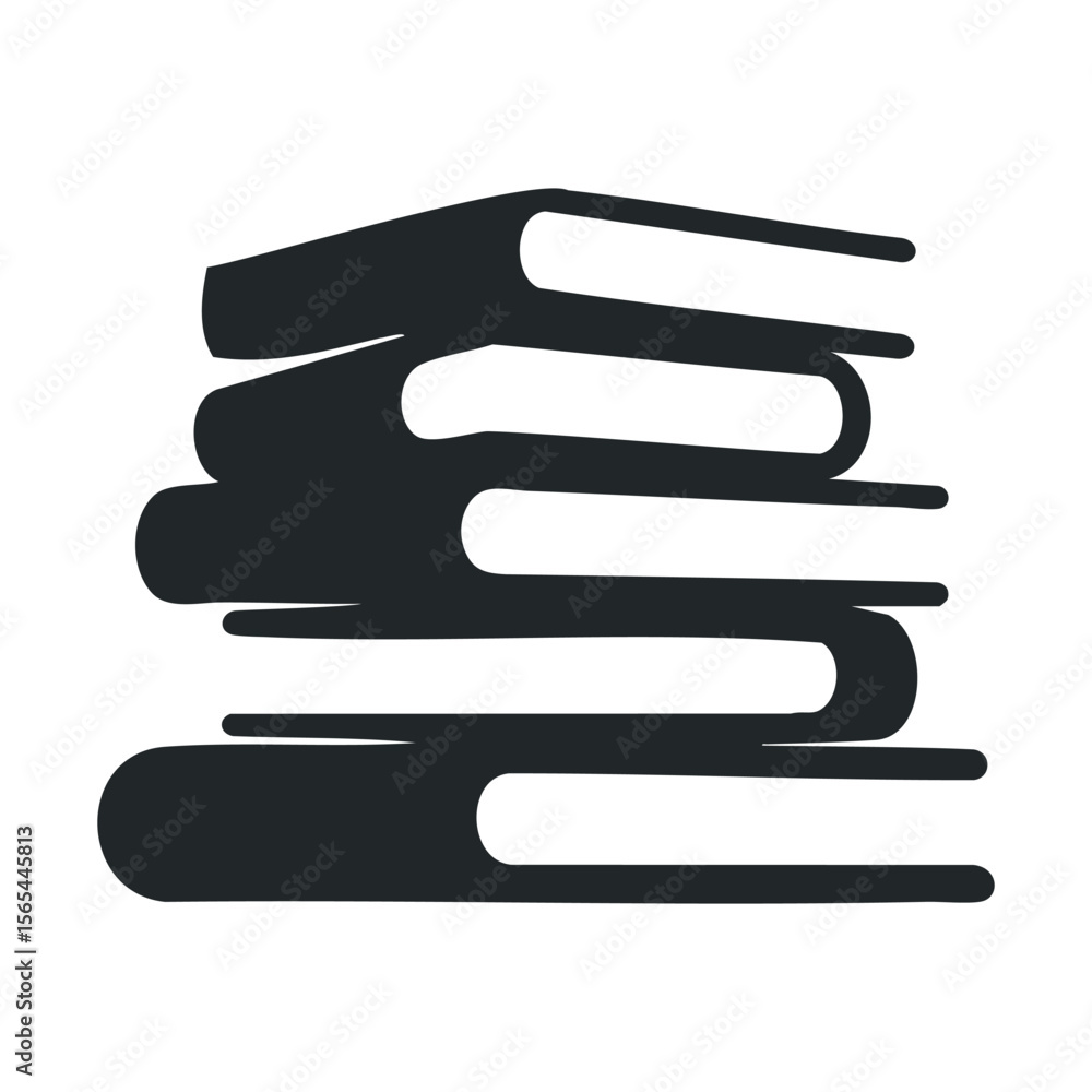 Poster stack of three monochrome books in simple graphic art style