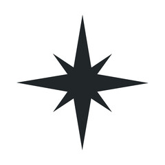 Obraz premium Black eight-point star symbol on white background