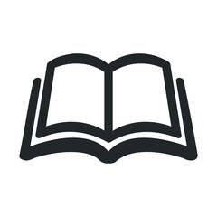 Simple open book icon illustration in black and white
