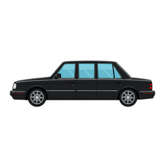 Fototapeta premium A sleek black limousine gracefully traverses down a bustling city street, exuding an aura of luxury and sophistication.