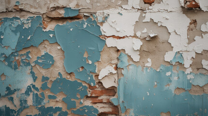 Light blue beige white weathered wall texture with chipping paint
