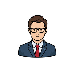 A sophisticated and polished businessman, exuding confidence and expertise, is depicted with precision in an illustration.  