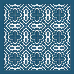 Laser cut pattern. Vector collection of cutting templates with abstract geometric ornament, grid, mesh, lines, chevron. Decorative stencil for laser cut of wood, metal, plastic. Aspect ratio 1:1