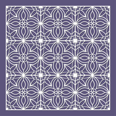 Laser cut pattern. Vector of cutting templates with abstract geometric ornament, grid, mesh, lines, chevron. Decorative stencil for laser cut of wood, metal, plastic. Aspect ratio 1:1	