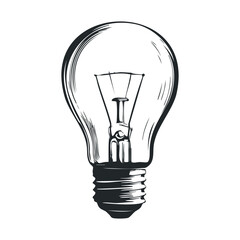 Vintage light bulb sketch on white background