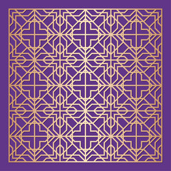 Laser cut pattern. Vector collection of cutting templates with abstract geometric ornament, grid, mesh, lines, chevron. Decorative stencil for laser cut of wood, metal, plastic. Aspect ratio 1:1