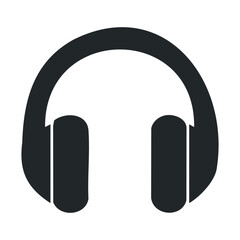 Black headphones icon on white background