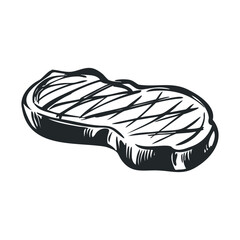 Black and white steak illustration with grilled marks