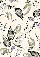 Paisley seamless pattern on background.