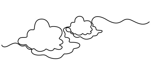 cloud continuous one line drawing, Cloud one line drawing, Cloud in the sky single line vector illustration. cloud continuous one line drawing, Continuous one single minimal line drawing cloud. 