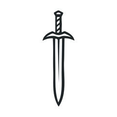 Minimalist black sword icon with simple handle and blade design