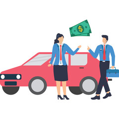 Obraz premium Karz Par Gari Car Leasing Business Illustration