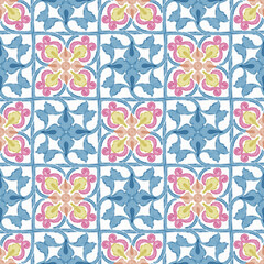 Geometric Floral Grid Seamless Pattern, digital and textile print design for wallpaper, rug, fabric