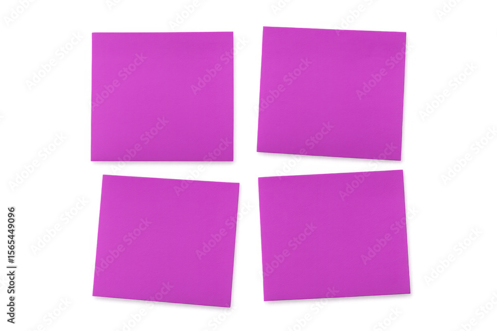 Poster pink sticky notes arranged in square formation, creating empty space for notes against transparent b