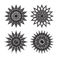 silhouette Latvian sun as seen in ancient jewelry set bundle on the white background